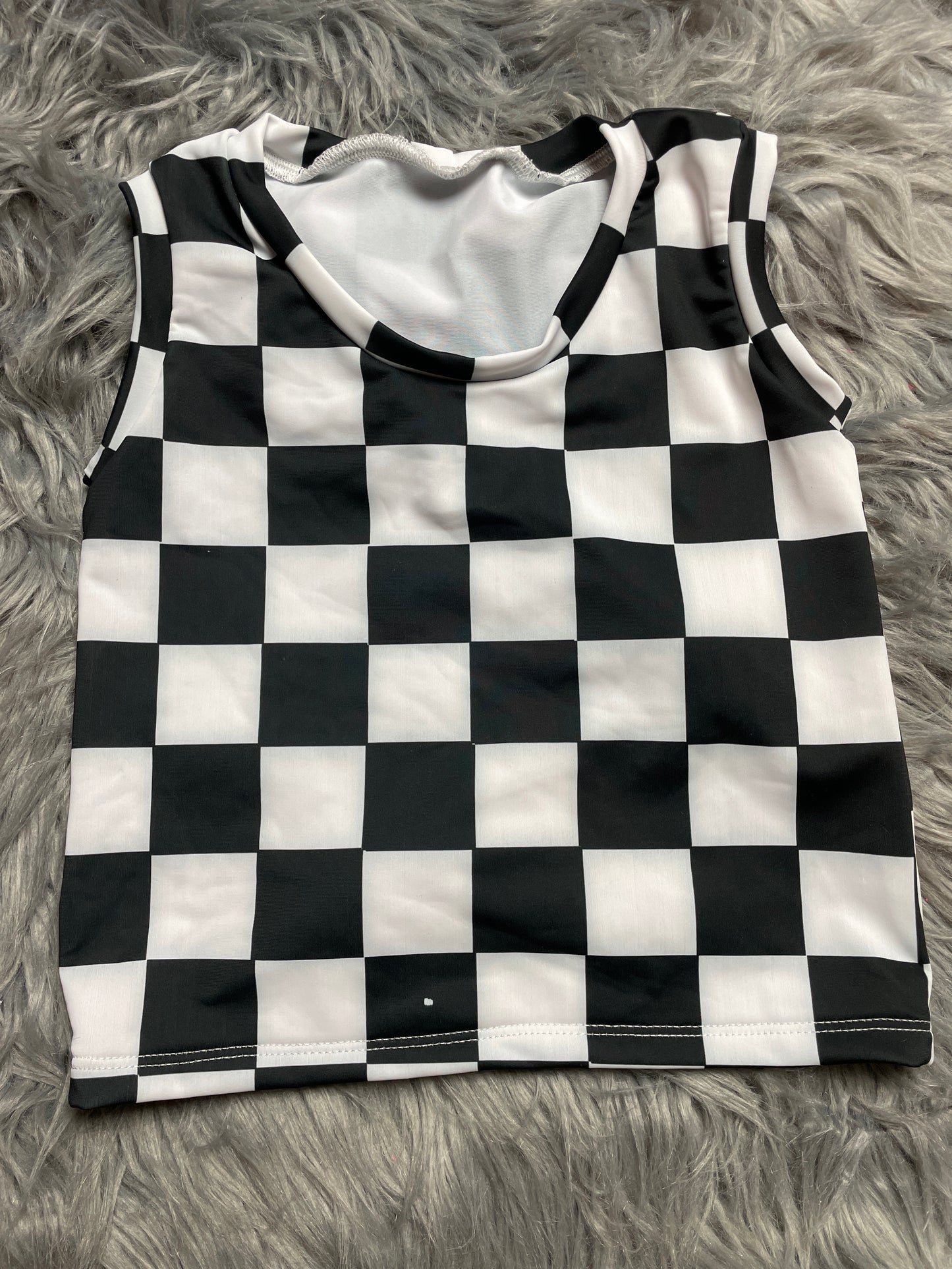 Checkered Swim Mid Crop Tank 4Y