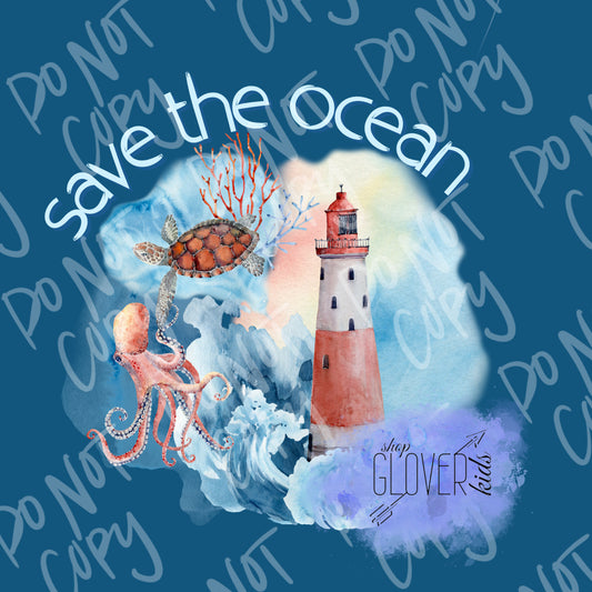 Save The Ocean Blue Panel